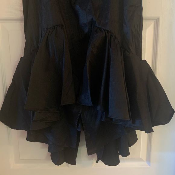 Retro Raquel Polyester black high low asymmetrical ruffle flare midi skirt - Picture 7 of 10